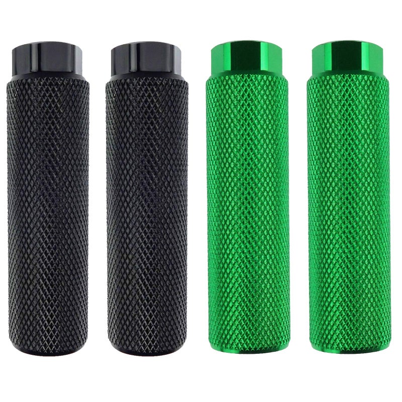 Zelerdo 2 Pairs Aluminum Alloy Bike Pegs For Mountain Bike Cycling Rear Stunt Pegs Fit 3/8 Inch Axles (Pure Black And Green  100X28 Mm) - Image 1