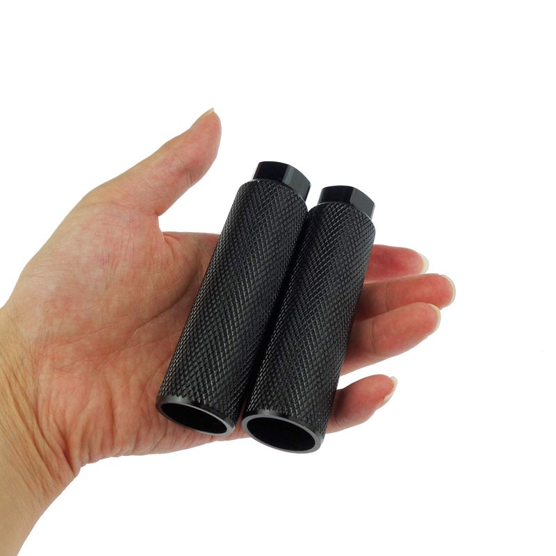Zelerdo 2 Pairs Aluminum Alloy Bike Pegs For Mountain Bike Cycling Rear Stunt Pegs Fit 3/8 Inch Axles (Pure Black And Green  100X28 Mm) - Image 4