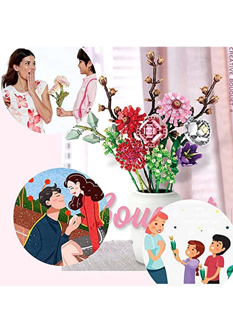 SOLARAE Flower Bouquet Building kit, 12 Flowers Sets STEM Educational Activity Preschool Toys for Teens Kids Artificial Botanical Collection Building Block Toy Home Decoration Birthday(1273PCS) - Image 2