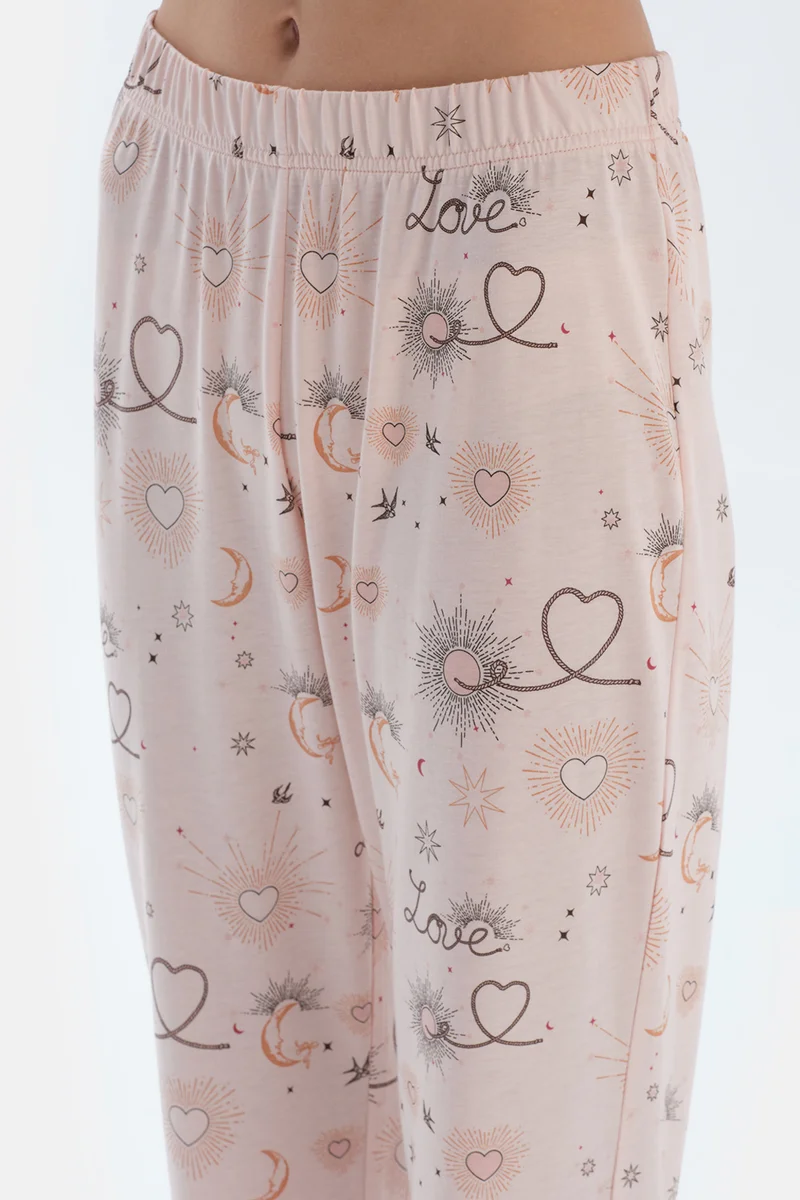 dagi Printed Shirt & Trousers Pajama Set Spread Collar Cotton Blend Mid Rise Regular/Classic Fit Sleepwear