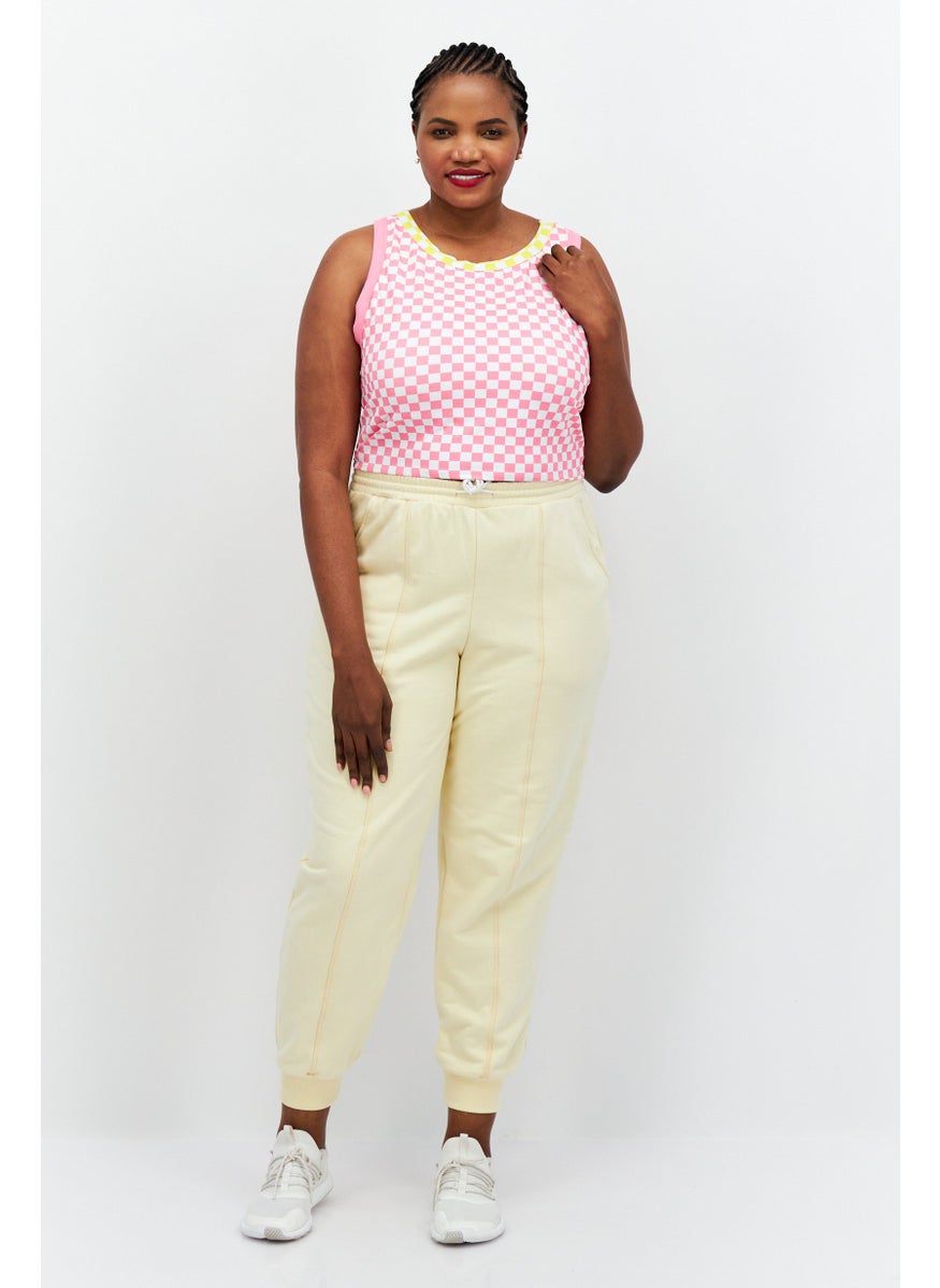 Dippin' Daisy's - Women Plus Size Round Neck Sleeveless Checkered Tank Top, Pink - Image 1