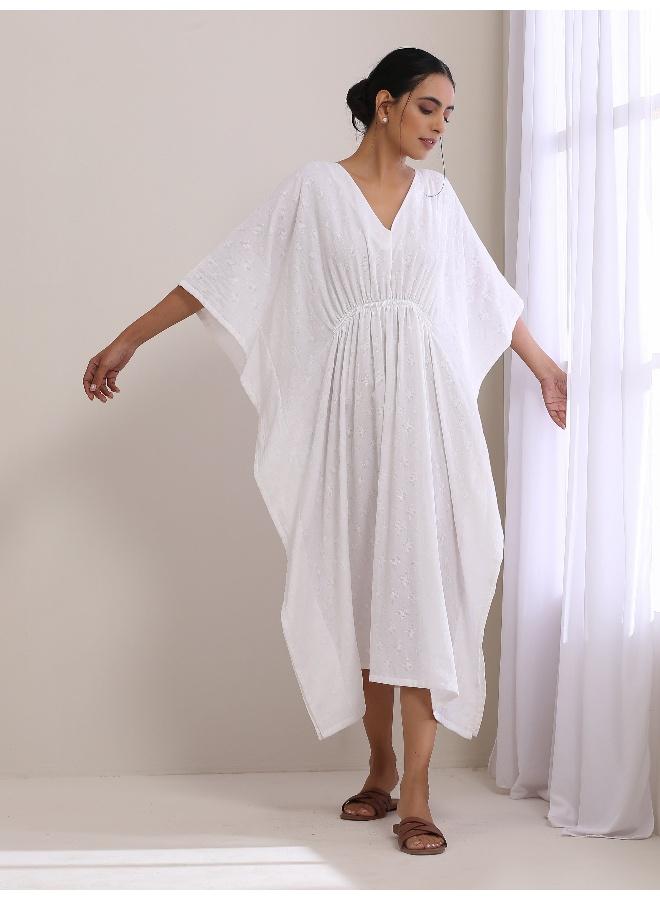 trueBrowns White Dobby Kaftan Dress  - Image 1