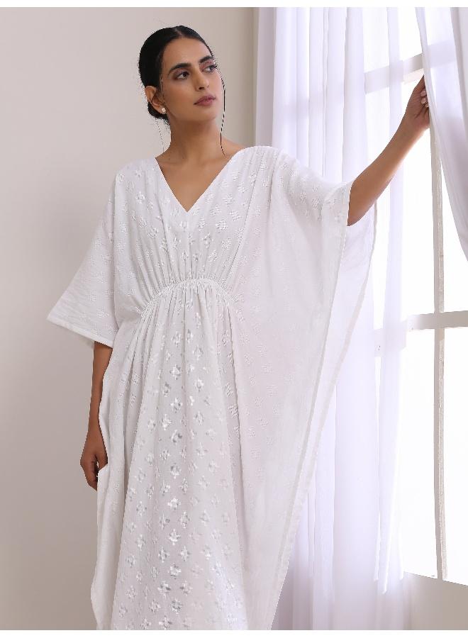 trueBrowns White Dobby Kaftan Dress  - Image 5