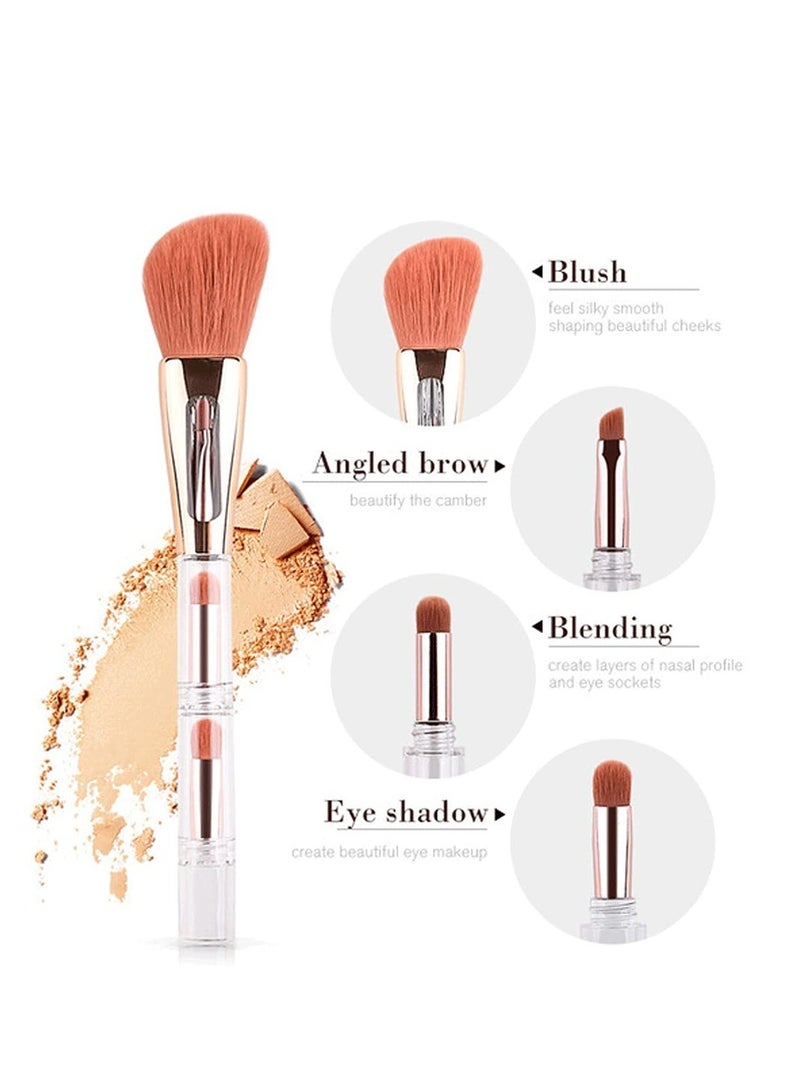 SYOSI 4 in 1 Premium Synthetic Hair Contour Angled Brow Blending Eye Shadow Brush, Portable Multi Functional Makeup Brush Set, Suitable for Makeup Tool for Girls - Image 3