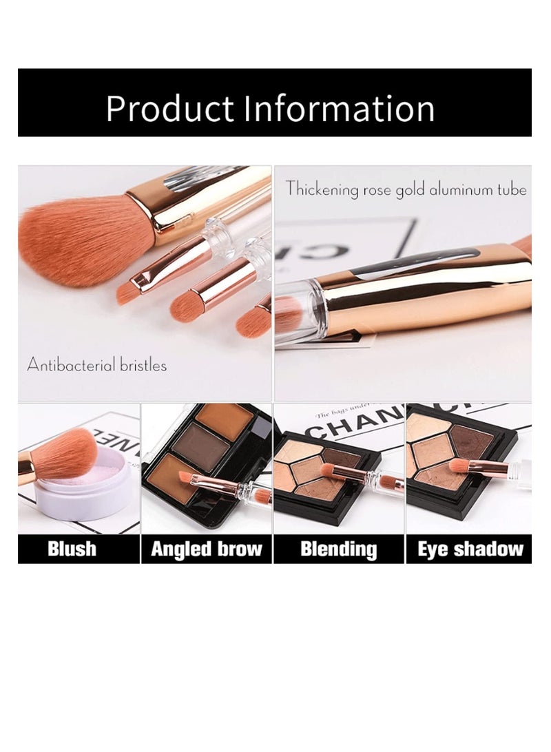 SYOSI 4 in 1 Premium Synthetic Hair Contour Angled Brow Blending Eye Shadow Brush, Portable Multi Functional Makeup Brush Set, Suitable for Makeup Tool for Girls - Image 2