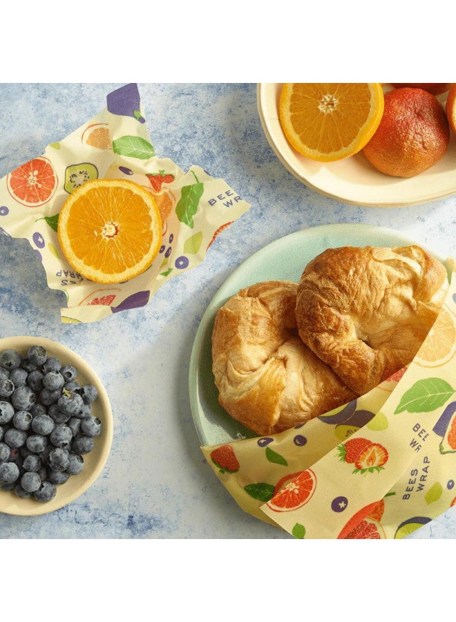 Bee's Wrap Bee's Wrap Reusable Beeswax Food Wraps Made in the USA, Eco Friendly Beeswax Wraps for Food, Sustainable Food Storage Containers, Organic Cotton Food Wraps, Assorted 3 Pack (S, M, L), Fresh Fruit  - Image 3