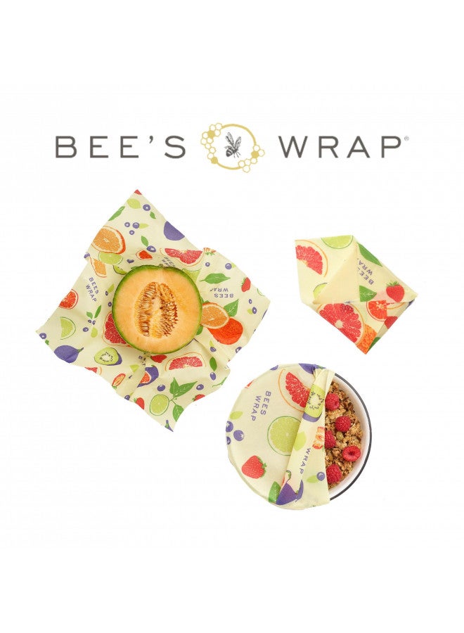 Bee's Wrap Bee's Wrap Reusable Beeswax Food Wraps Made in the USA, Eco Friendly Beeswax Wraps for Food, Sustainable Food Storage Containers, Organic Cotton Food Wraps, Assorted 3 Pack (S, M, L), Fresh Fruit  - Image 4