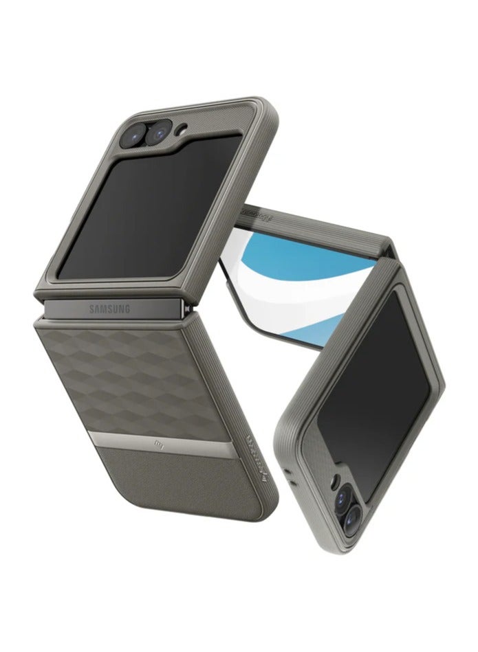 Caseology حافظة Caseology Parallax 3D بتصميم مريح ونمط واقي متوافق مع سامسونج جالاكسي Z Flip 6 (2024) - رمادي غامق - Image 1