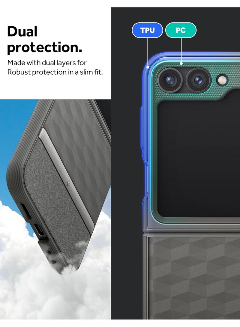 Caseology حافظة Caseology Parallax 3D بتصميم مريح ونمط واقي متوافق مع سامسونج جالاكسي Z Flip 6 (2024) - رمادي غامق - Image 3