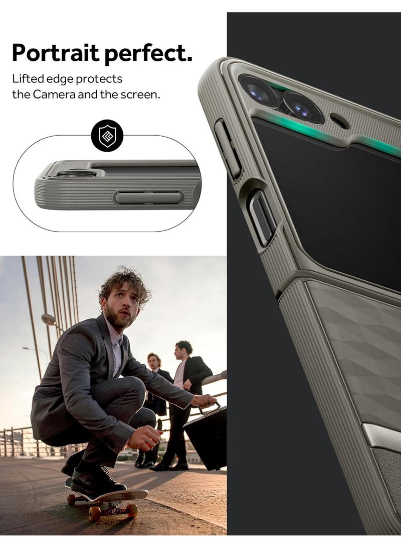 Caseology حافظة Caseology Parallax 3D بتصميم مريح ونمط واقي متوافق مع سامسونج جالاكسي Z Flip 6 (2024) - رمادي غامق - Image 2