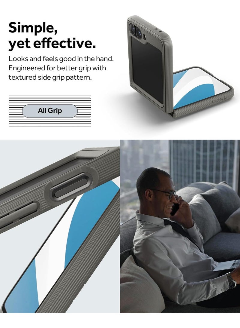 Caseology حافظة Caseology Parallax 3D بتصميم مريح ونمط واقي متوافق مع سامسونج جالاكسي Z Flip 6 (2024) - رمادي غامق - Image 4
