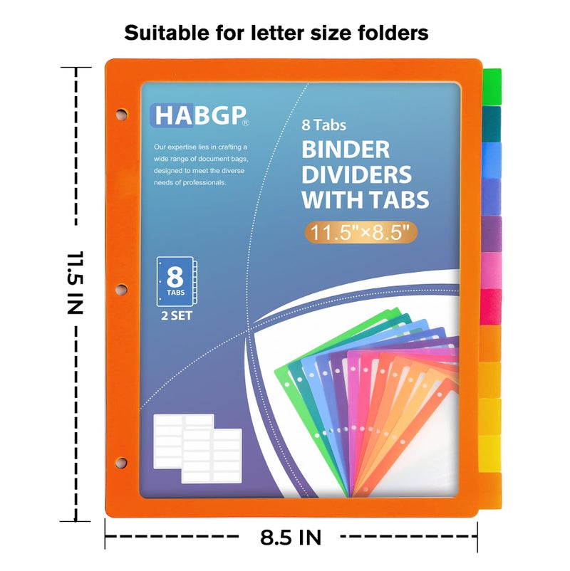 HABGP 3 Ring Binder Dividers, 12-Tab Plastic Clear Binder Dividers, Multicolor Monthly Dividers, Letter Size File Organizer 3 Hole Punch, 2 Set 24 Pcs Write On Tabs for Notebook - Image 3
