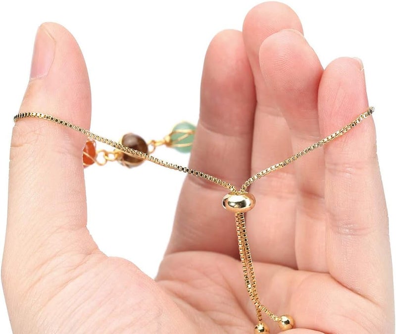 Excefore Chakra Bracelets for Women, 8mm Yoga Beaded Bracelets for Boys Girls, Mens Adjustable 7 Chakras Crystals and Healing Stones Bracelets, 14K Gold Wire Wrapped - Image 4