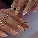 CTTHNBD Press on Nails Almond - French Tip Fake Nails with Gold Line Design - Medium Fasle Nails Press ons - for Women 24 Pcs - Image 2