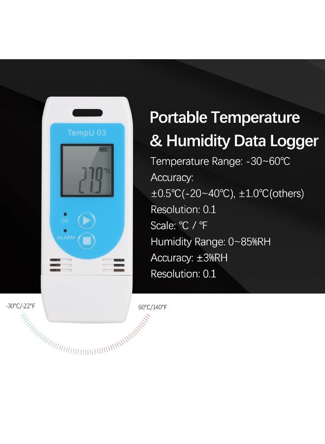 TEMPUR USB Temperature Humidity Data Logger Reusable RH TEMP Datalogger Recorder Humiture Recording Meter with 32,000 Record Capacity - Image 2