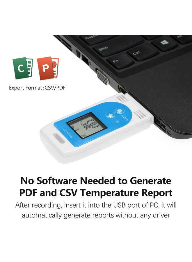 TEMPUR USB Temperature Humidity Data Logger Reusable RH TEMP Datalogger Recorder Humiture Recording Meter with 32,000 Record Capacity - Image 4