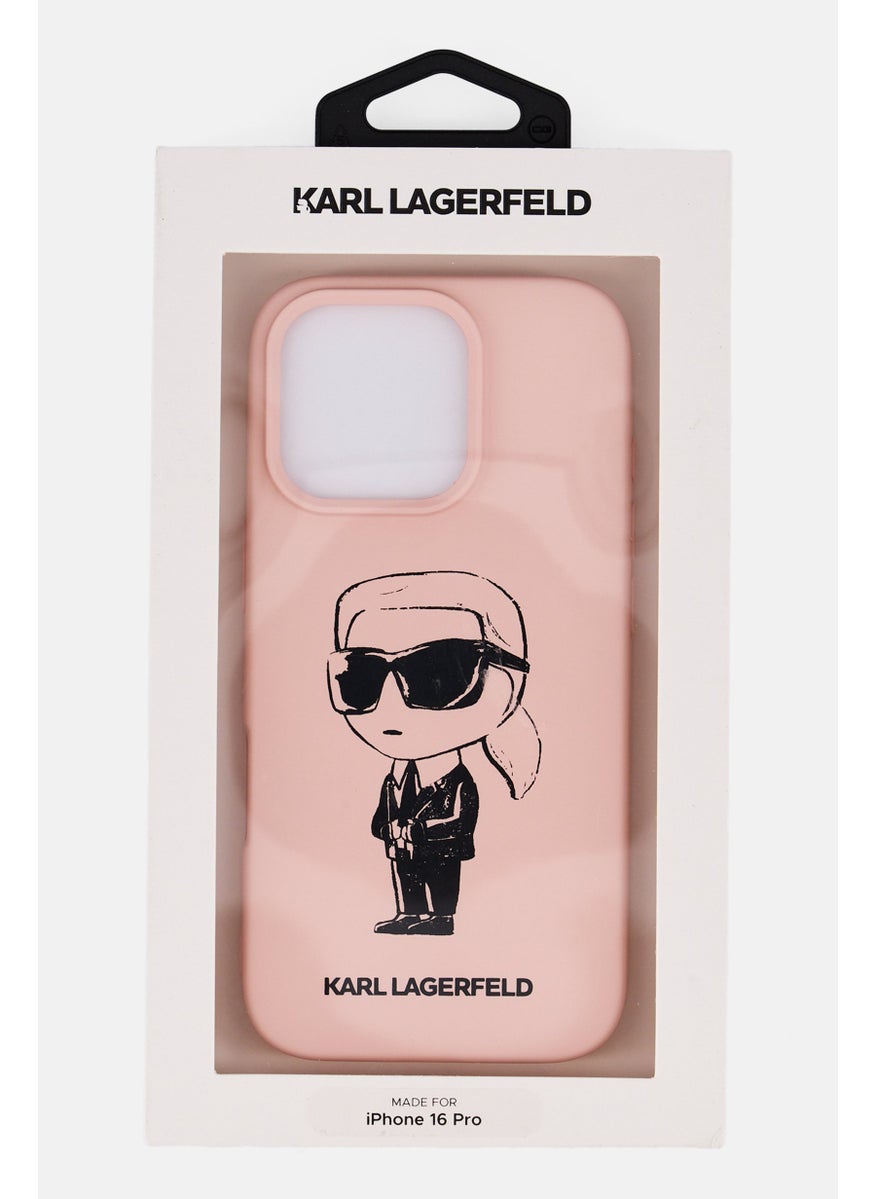 Karl Lagerfeld iPhone 16 Pro Ikonic Graffiti Logo Hard Phone Case, Pink  - Image 2