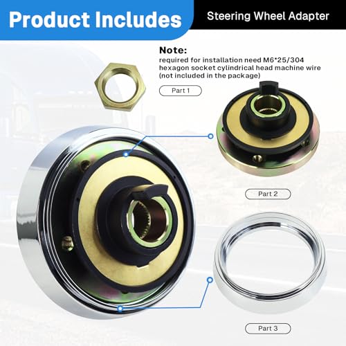 VOONKE Steering Wheel Adapter 3/5 Hole Truck Steering Wheel Adapter for Kenworth All models (March 2001-2002)(2003-2013) for and Peterbilt All models (April 1998-2013)-3.4in-2501 - Image 2