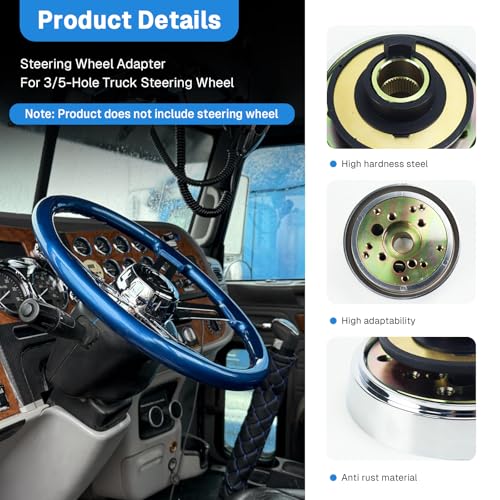 VOONKE Steering Wheel Adapter 3/5 Hole Truck Steering Wheel Adapter for Kenworth All models (March 2001-2002)(2003-2013) for and Peterbilt All models (April 1998-2013)-3.4in-2501 - Image 4