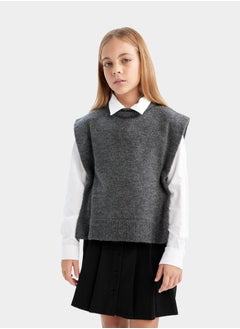 DeFacto Regular Fit Crew Neck Sweater Vest by Styli  - Image 1