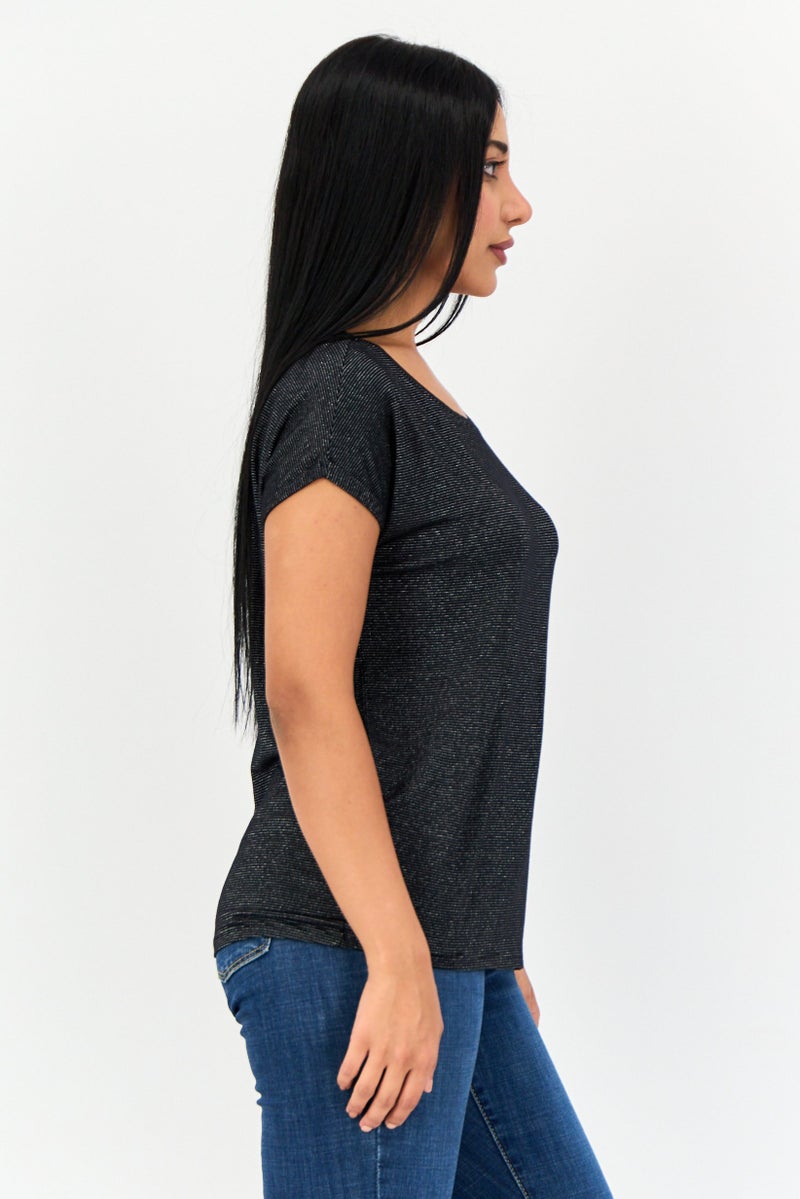 VERO MODA تي شيرت معدني بأكمام قصيرة و ياقة دائرية للنساء، متعدد الألوان - Image 3