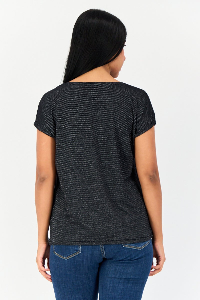 VERO MODA تي شيرت معدني بأكمام قصيرة و ياقة دائرية للنساء، متعدد الألوان - Image 4