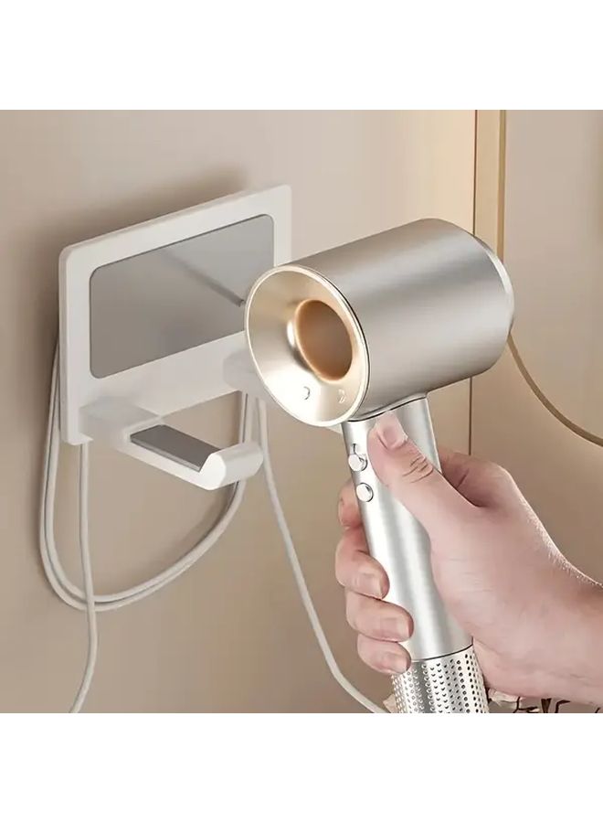 Black No Drilling Wall Mounted Hair Dryer Rack Aluminum Bathroom Organizer - Image 1
