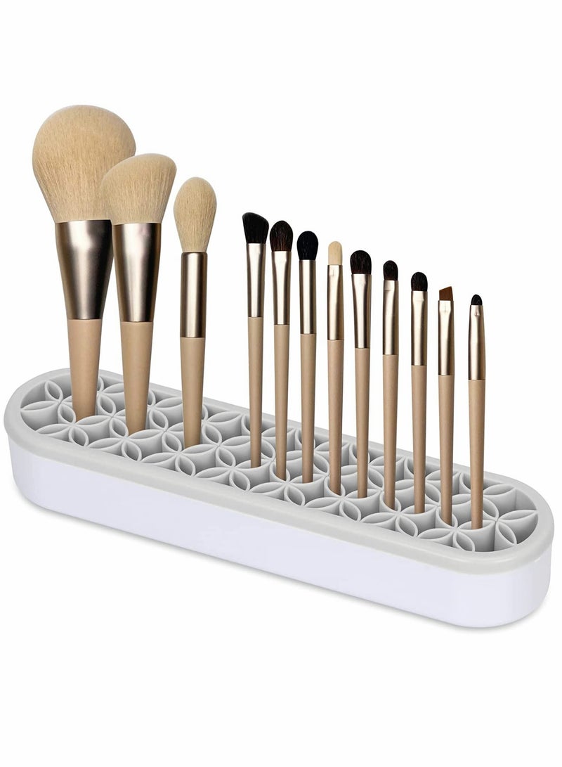 KASTWAVE Silicone Makeup Brush Holder Multipurpose Beauty Tool Organizer Make up Brush Storage Stand for Painting Pen Brushes Nail Clippers Drill Pens Ruler Sewing Craft Tools (Grey)  - Image 1
