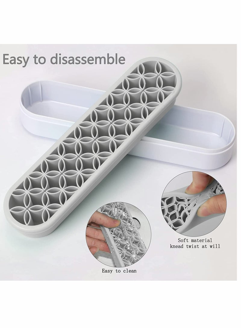 KASTWAVE Silicone Makeup Brush Holder Multipurpose Beauty Tool Organizer Make up Brush Storage Stand for Painting Pen Brushes Nail Clippers Drill Pens Ruler Sewing Craft Tools (Grey)  - Image 4