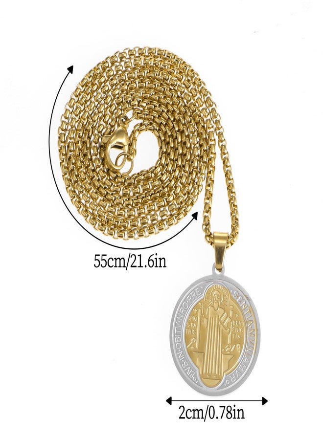 OEMOO St Saint Benedict Medal Necklace, Stainless Steel Exorcism Medal Ward Off Evil Protection Jewelry Christian Gifts Catholic Gifts - Image 5
