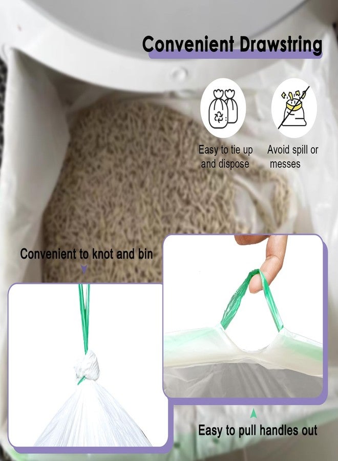 Mooydee 100 Count Self Cleaning Cat Litter Box Liner Bags Compatible with Automatic Cat Litter Box, Thick Heavy Duty Drawstring Replacement Waste Drawer Liners-25.2" x 11.8" - Image 4