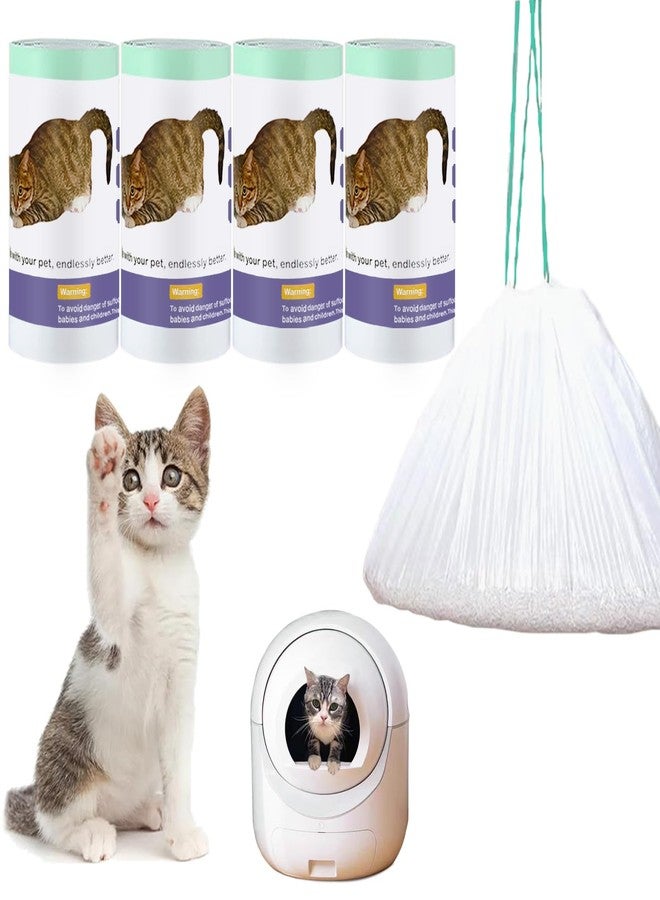 Mooydee 100 Count Self Cleaning Cat Litter Box Liner Bags Compatible with Automatic Cat Litter Box, Thick Heavy Duty Drawstring Replacement Waste Drawer Liners-25.2" x 11.8" - Image 1