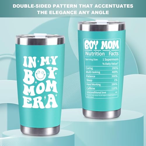 CUPLOOV Boy Mom Gifts for New Moms, In My Boy Mom Era 20 Oz Blue Stainless Steel Tumbler Set, Mothers Day Gifts for Pregnant Women Mama, Expecting Moms to Be, First Time Mother, Wife, Sister Christmas Gift - Image 4