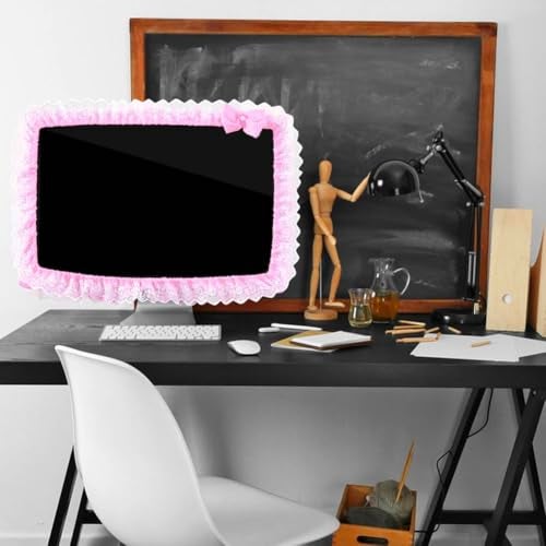 ZUYYON 2 Pcs 23''-26'' Lovely Computer Monitor Cover with Bow-Knot Cute Elastic Monitor Dust Cover Protector Monitor Accessories Laptop TV LCD Screen Monitor Decor(Pink) - Image 4