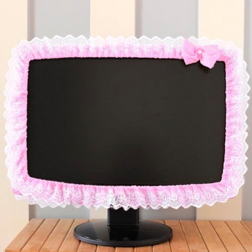 ZUYYON 2 Pcs 23''-26'' Lovely Computer Monitor Cover with Bow-Knot Cute Elastic Monitor Dust Cover Protector Monitor Accessories Laptop TV LCD Screen Monitor Decor(Pink) - Image 3