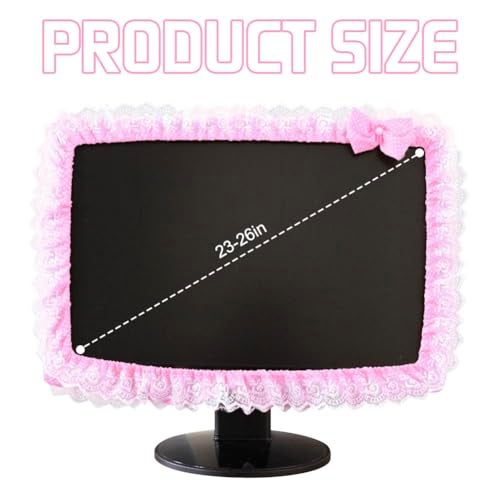 ZUYYON 2 Pcs 23''-26'' Lovely Computer Monitor Cover with Bow-Knot Cute Elastic Monitor Dust Cover Protector Monitor Accessories Laptop TV LCD Screen Monitor Decor(Pink) - Image 2