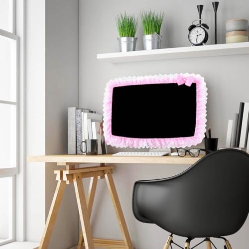 ZUYYON 2 Pcs 23''-26'' Lovely Computer Monitor Cover with Bow-Knot Cute Elastic Monitor Dust Cover Protector Monitor Accessories Laptop TV LCD Screen Monitor Decor(Pink) - Image 5