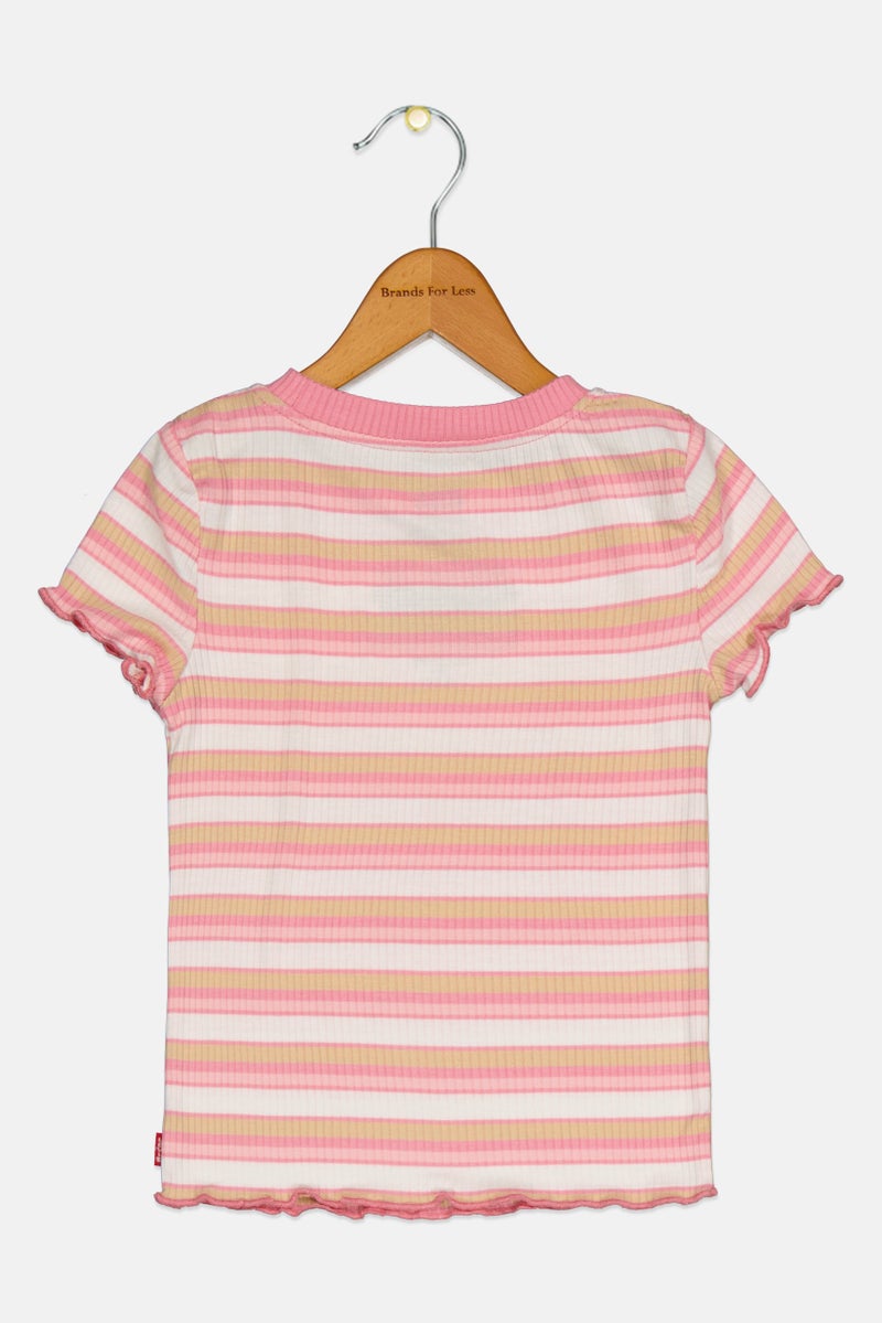 Levi's تي شيرت قصير الأكمام بياقة دائرية للبنات الصغيرات، مزين بشعار، متعدد الألوان - Image 2