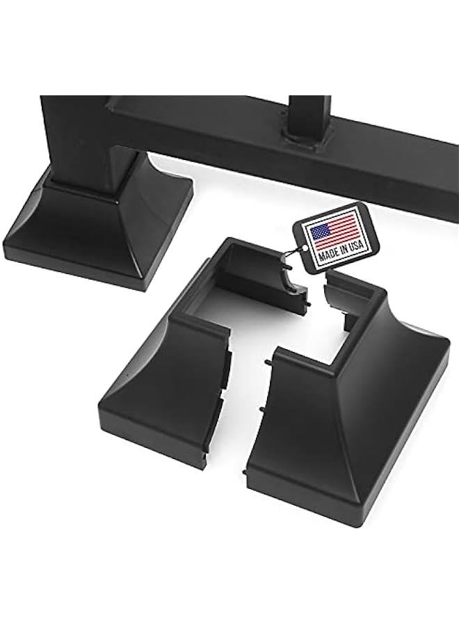 Arabest Deck Post Base Cover – Durable, Snap-Together Shoe Base Instantly Transforms Hand & Stair Rail Feet – Porch, Stair & Deck Base Brackets Covers – UV-Resistant ABS Plastic (Black) - Image 1