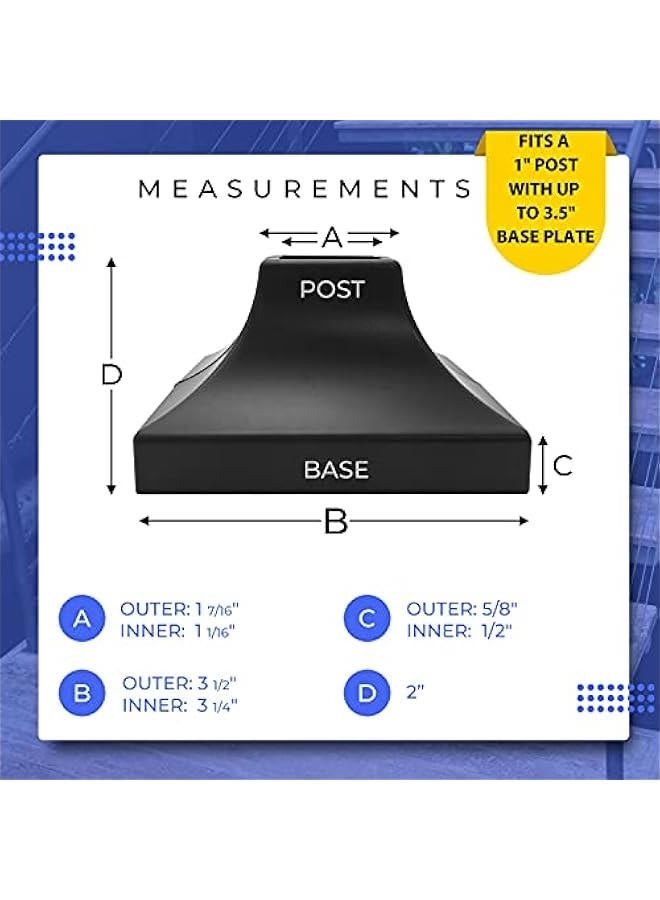 Arabest Deck Post Base Cover – Durable, Snap-Together Shoe Base Instantly Transforms Hand & Stair Rail Feet – Porch, Stair & Deck Base Brackets Covers – UV-Resistant ABS Plastic (Black) - Image 5