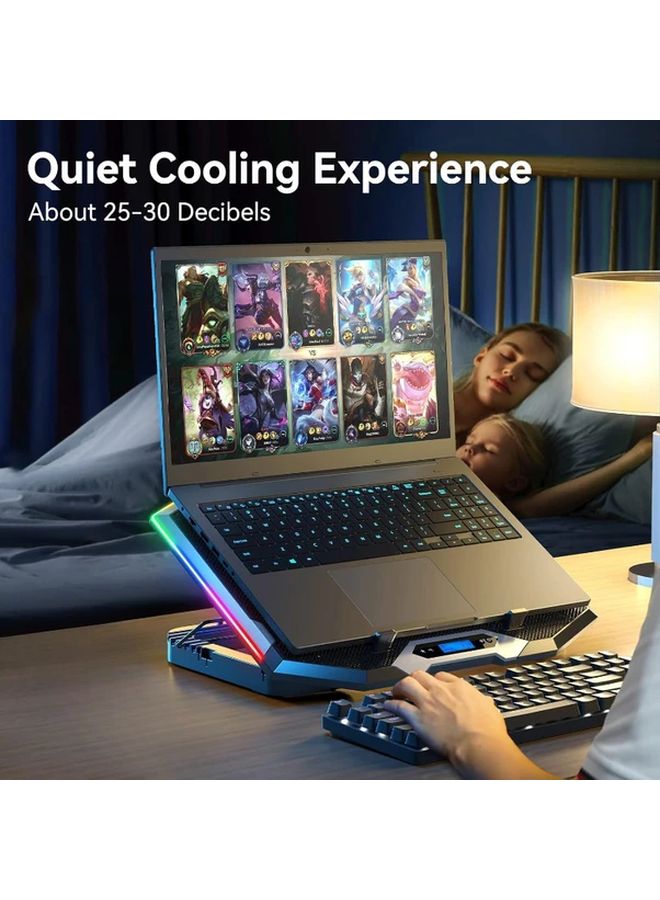 Gaming Laptop Cooling Pad With 4 Fans 7 Adjustable Heights And 10 Lighting Effects Detachable Phone Holder Computer Stand Laptop Cooler Accessory In Black - Image 3