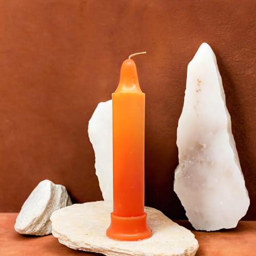AURA DECOR AuraDecor Big Size Stick Candle || Paraffin Wax, Smokeless, Dripless || Candles for Decoration, Lighting, Home Decor || Pillar Candle || Burn Upto 60 Hour (Pack of 1, Orange) - Image 2