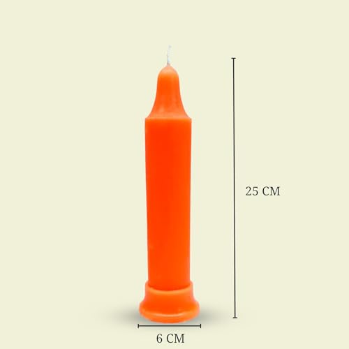 AURA DECOR AuraDecor Big Size Stick Candle || Paraffin Wax, Smokeless, Dripless || Candles for Decoration, Lighting, Home Decor || Pillar Candle || Burn Upto 60 Hour (Pack of 1, Orange) - Image 5