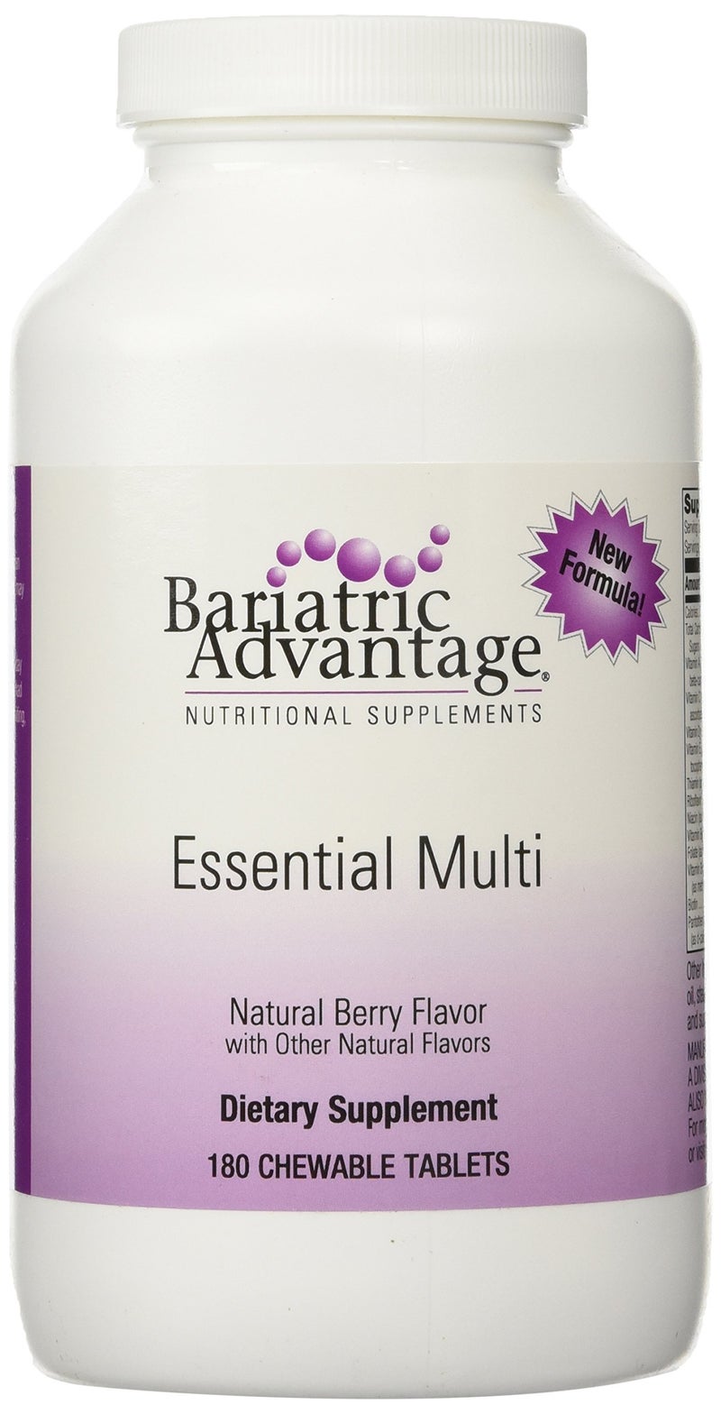 Bariatric Advantage Essential Multivitamin Without Iron 200 DV of Key Nutrients Trace Mineral Support Multivitamins for Bariatric Patients Berry 180 Tablets