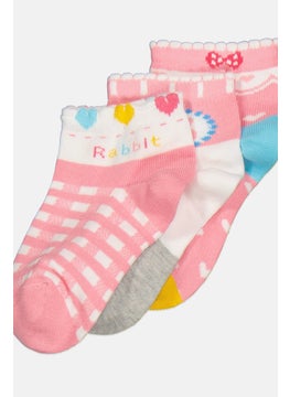 XOXO Kids Girl 5 Pairs Stripe Non Terry Quarter Socks, Multicolor  - Image 2