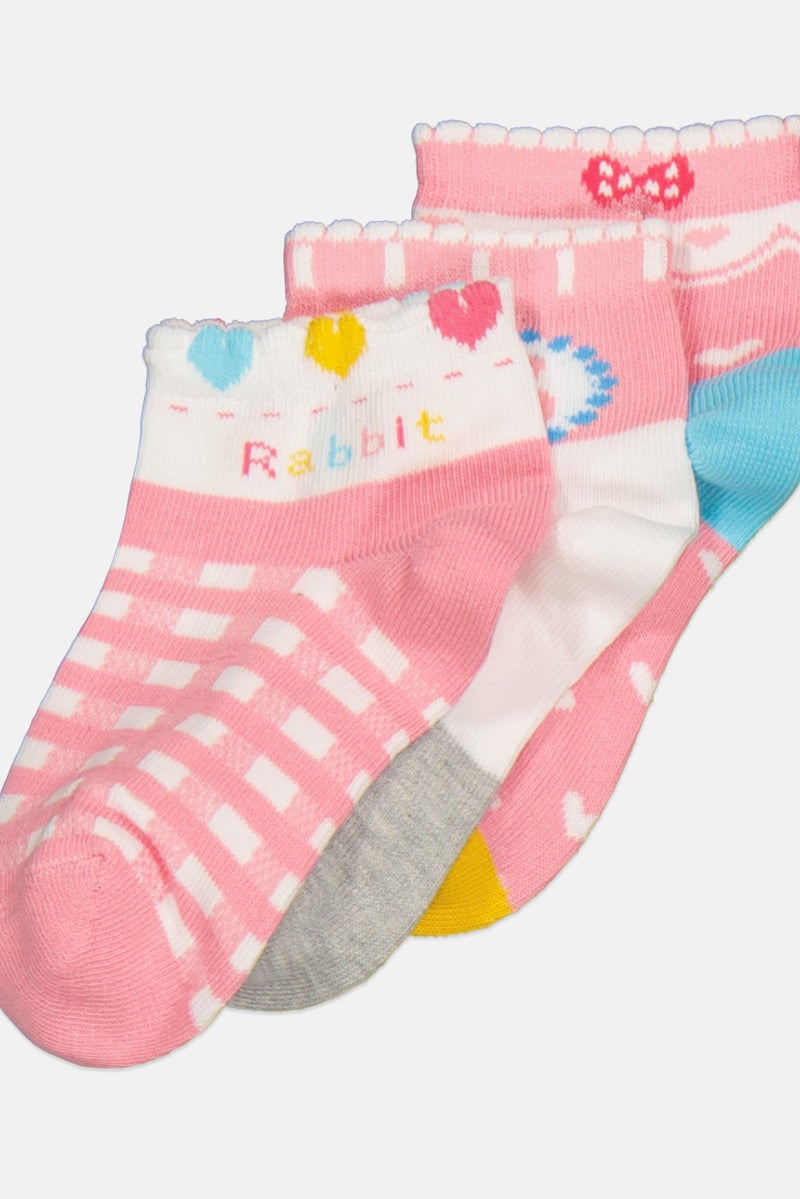 XOXO Kids Girl 5 Pairs Stripe Non Terry Quarter Socks, Multicolor - Image 2