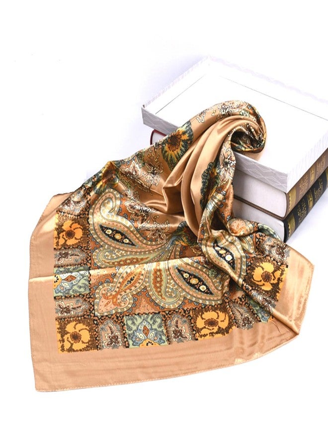 تاب كولكشنز مجموعة تاب، عبوتان، 35 بوصة، أوشحة رأس ورقبة مربعة كبيرة من الساتان الحريري، أغطية شعر للنوم للنساء - نقش بيزلي 3 / أسود وذهبي - Image 4