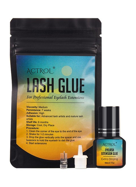 Eyelash Extension Adhesive Extra Strong 0.5 - 1 sec Drying Sensitive Eyelash Extensions 7 Weeks Hold Strong Definition Black Lash Glue  Eyelash Adhesive for Eyelash Extensions Professional Use Only - 5ml
