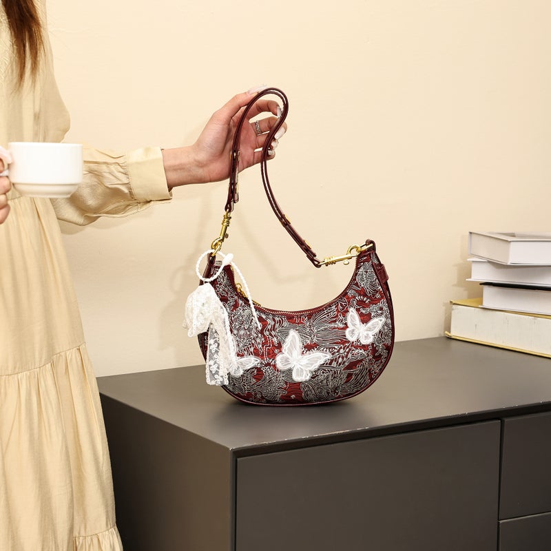 Crescent Bag Women'S Niche Design Handbag Crossbody Bag High-End Single Shoulder Armpit Bag Trendy Pendant - Image 1