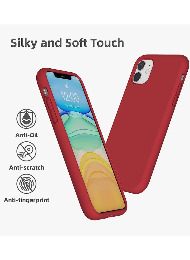 Y&D IPhone 11 Soft Liquid Silicone Gel Case Full Body Shockproof Rubber Protection Matte Finish Cover Soft Microfiber Lining Cushion Slim Back Case iPhone 11, Red - Image 2